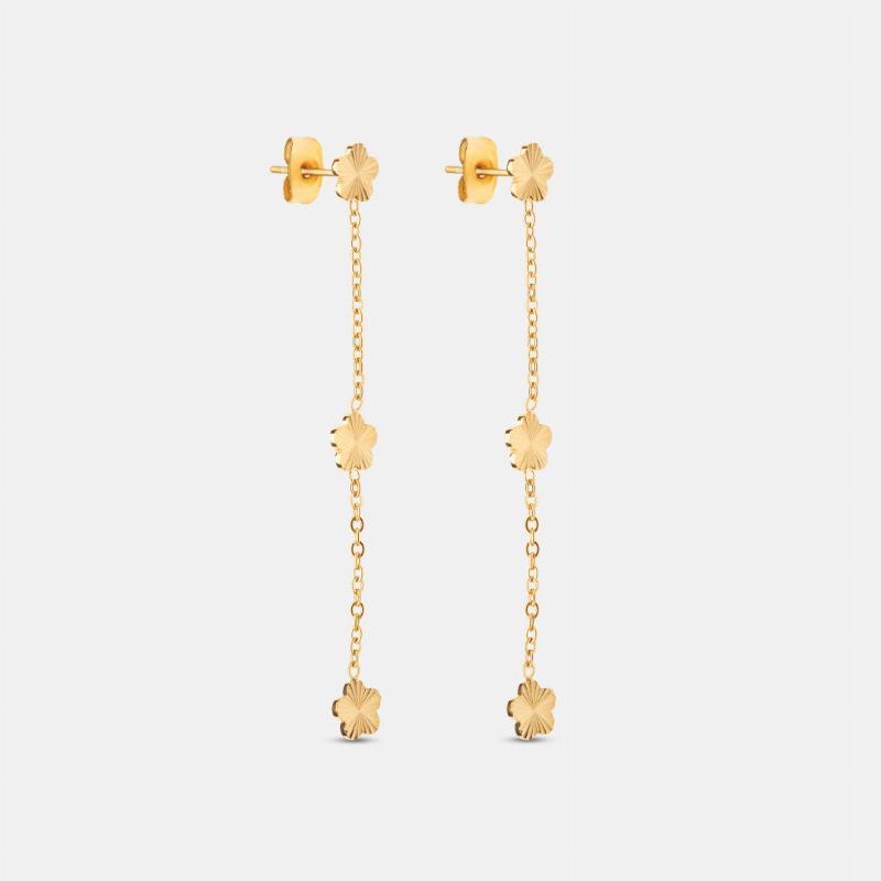 Elegant øreringe med blomsterdesign i 18K guld