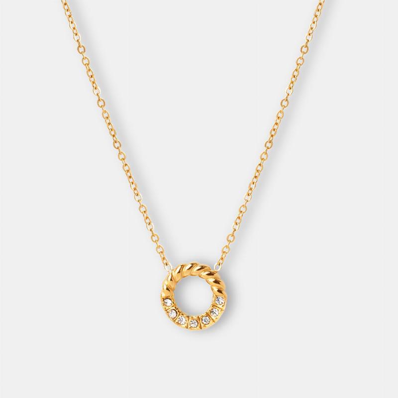 Twisted White Zirkon Halskæde 18k Guldbelagt
