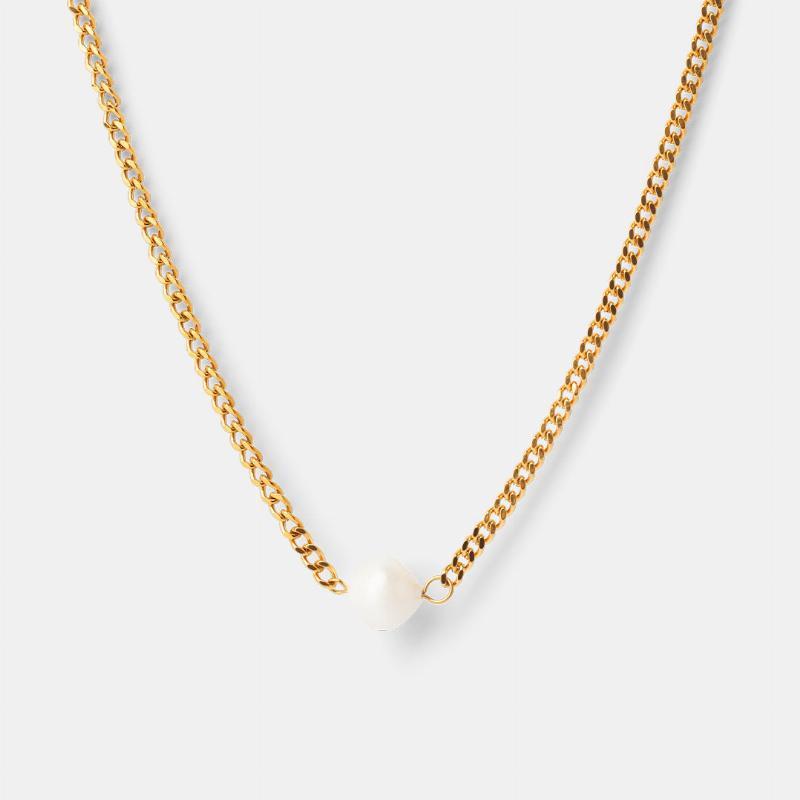 Elegant Panser Facet Perlehalskæde 18K Guldbelagt