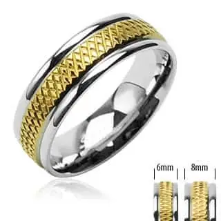 Guldbelagt Ring i Rustfrit Stål - Eksklusivt Design!