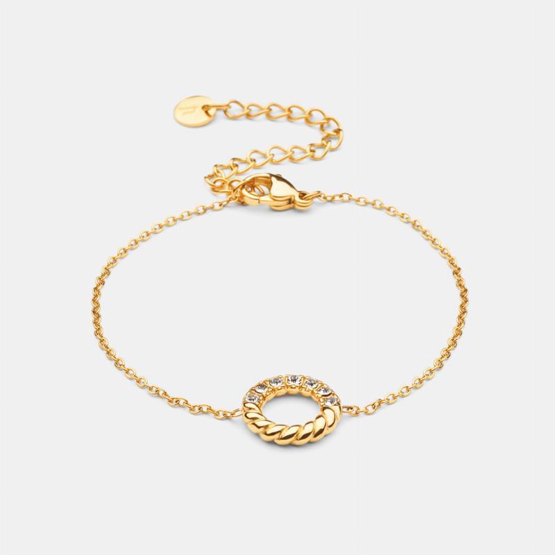 Twisted White Zirkon Armbånd 18k Guldbelagt