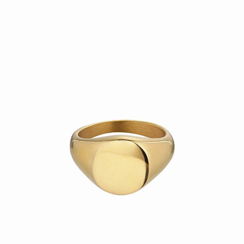 Forgyldt Signetring i Rustfrit Stål - Elegant Design