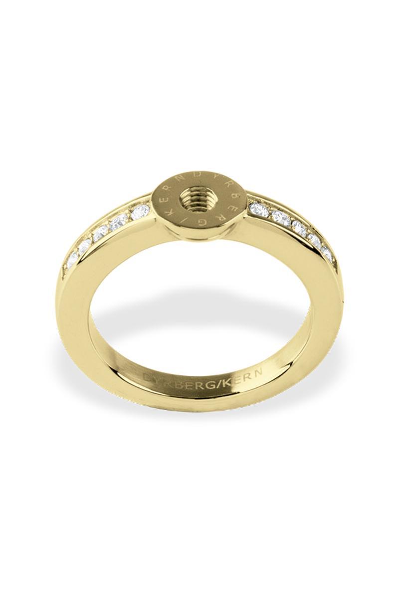 Dyrberg Kern Ring i Guld med Klare Krystaller - Eksklusiv Smykke
