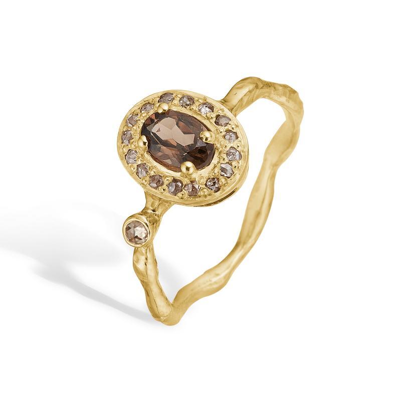 Zenith Satori Ring – Håndlavet 14K Guld med Røgkvarts