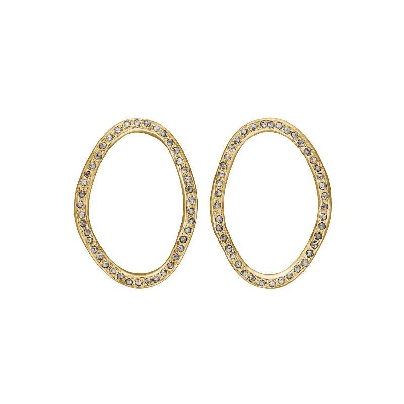 Onassis Oval Gold Pavé Ørestikkere - Elegance i Guld