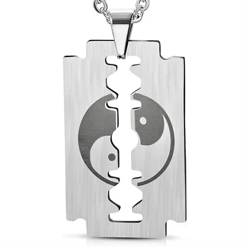Yin og Yang Halssmykke i Stål - Hurtig Levering!