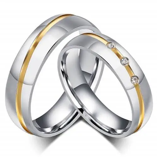 Forlovelsesring Evica med gylden stribe - Hurtig levering!