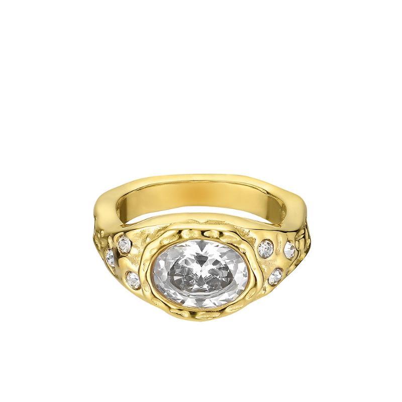 Cuba Ring i Hvid Forgyldt Stål med Zirkonia - 30 dages retur