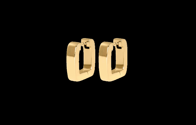 Ix Bold Square Hoops - Firkantede Guldøreringe