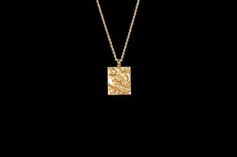 Ix Rustic Square Pendant - Naturlig Guld Smykke Box