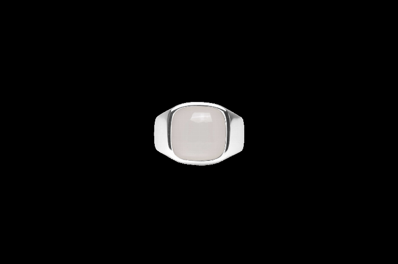 Ix Cushion Signet Ring Moonstone Silver