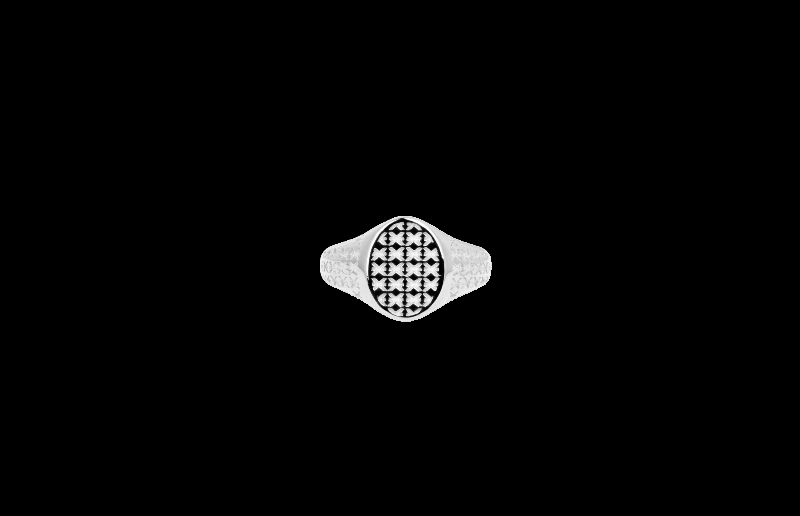 Ix Mini Oval Logo Signetring i Sølv - Unikt Smykke