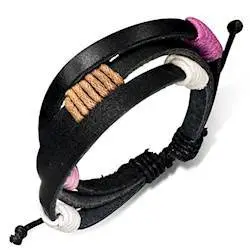 Farverigt Læderarmbånd med Bomuldsdetaljer - Stilsikkert Valg