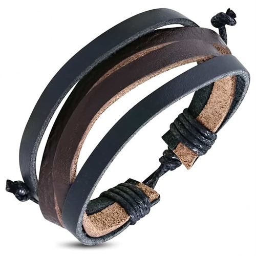 Arkani Læderarmbånd i Sort og Brun - Hurtig Levering!