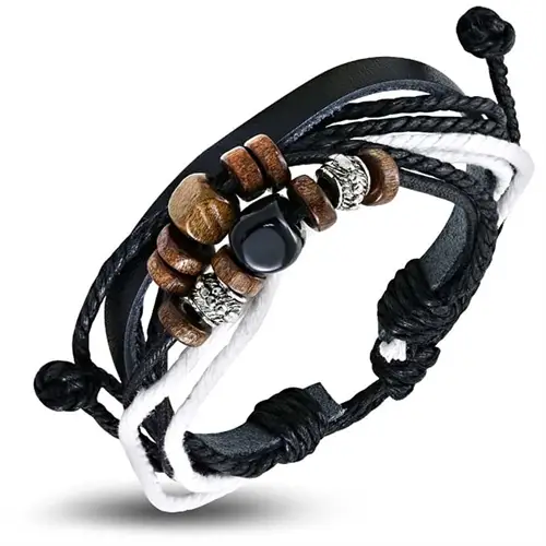 Flack Læderarmbånd med Charms - Trendy Smykke til Stilfulde