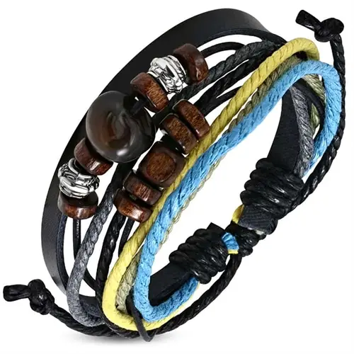 B9 Fashion Armbånd i læder og bomuld - Friske farver!