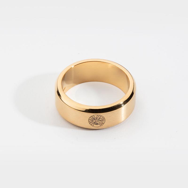 Siempre Vegvisir Ring i Guldtonet - Elegant Herresmykke