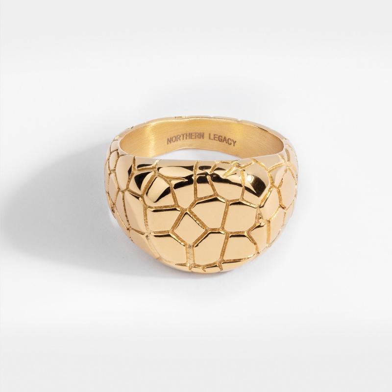Earthquake Signature - Guldtonet Ring til Mænd - Stilfuld Design