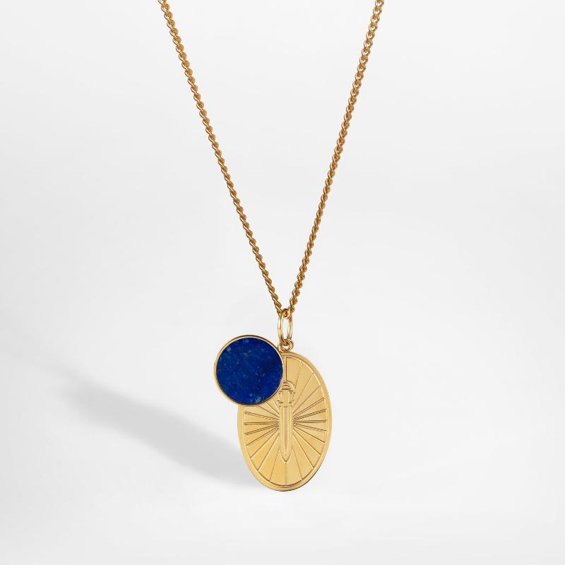 Guldtonet Gungnirlapis Halskæde til Mænd - Elegant Design