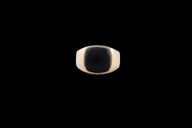 Ix Cushion Signetring med Black Onyx - Unisex Smykke