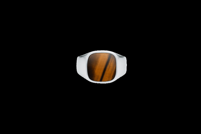 Ix Cushion Signetring med Tiger Eye i Sølv - Unisex Smykke