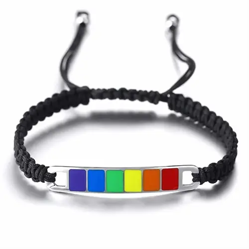 Justerbart LGBT Flettet Armbånd med Regnbuefarver