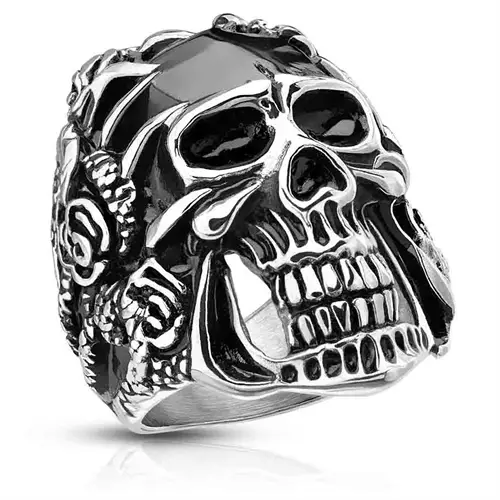 Kløer og Dødningehoved Herre Ring i Stål - Biker Stil