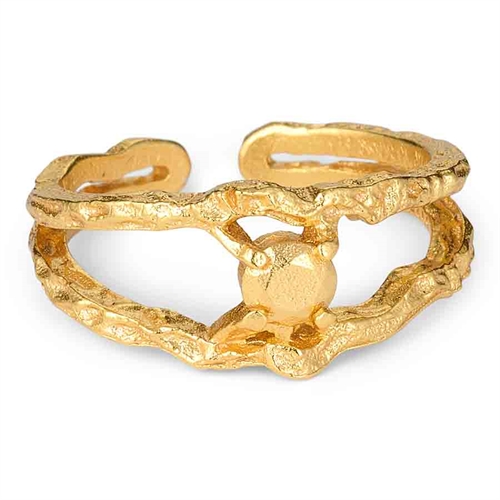 Forgyldt 14k Sølv Justerbar Ring - Hurtig Levering!