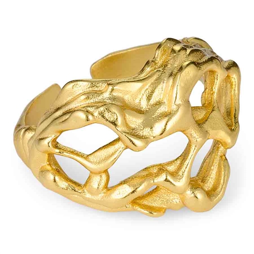 14K Forgyldt Sterlingsølv 925 Justerbar Ring - Hurtig Levering