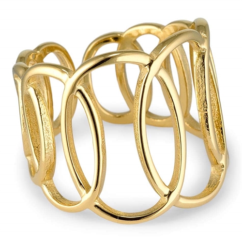 Gylden Tyro Fingerring i Ædelstål - Justerbar Ring