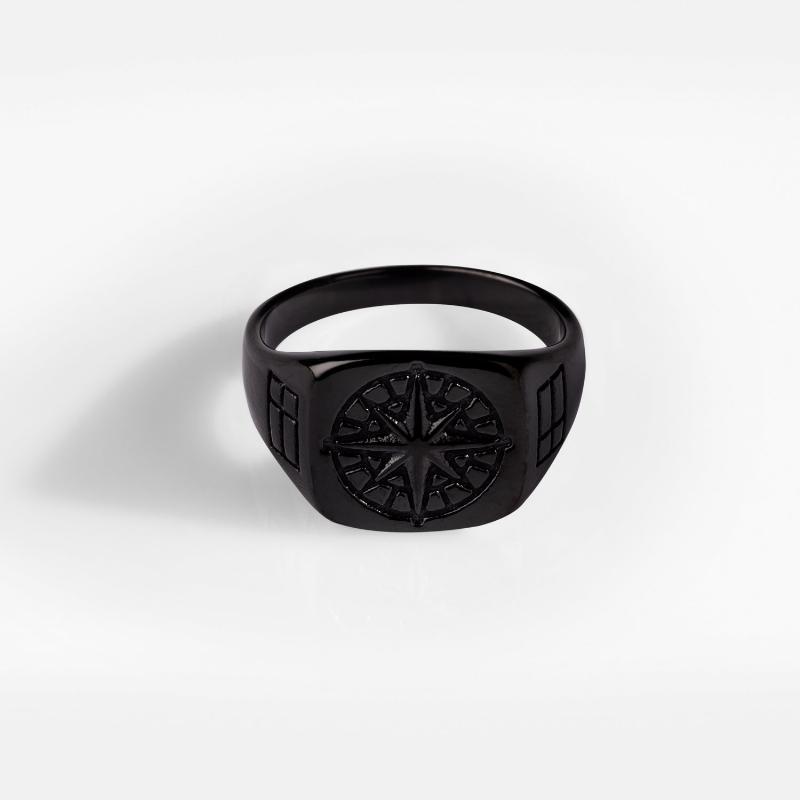 Compass Signature - Sort Ring til Mænd - Stilfuldt Design