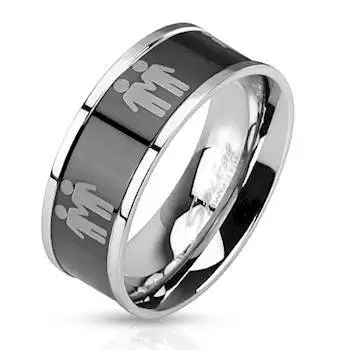 Sort ring i rustfrit stål fra Hamham Jewel Box