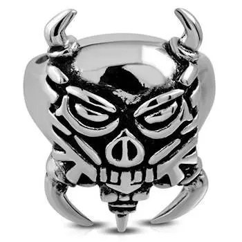Bikerring i Rustfrit Stål med Alien Design - Hurtig Levering