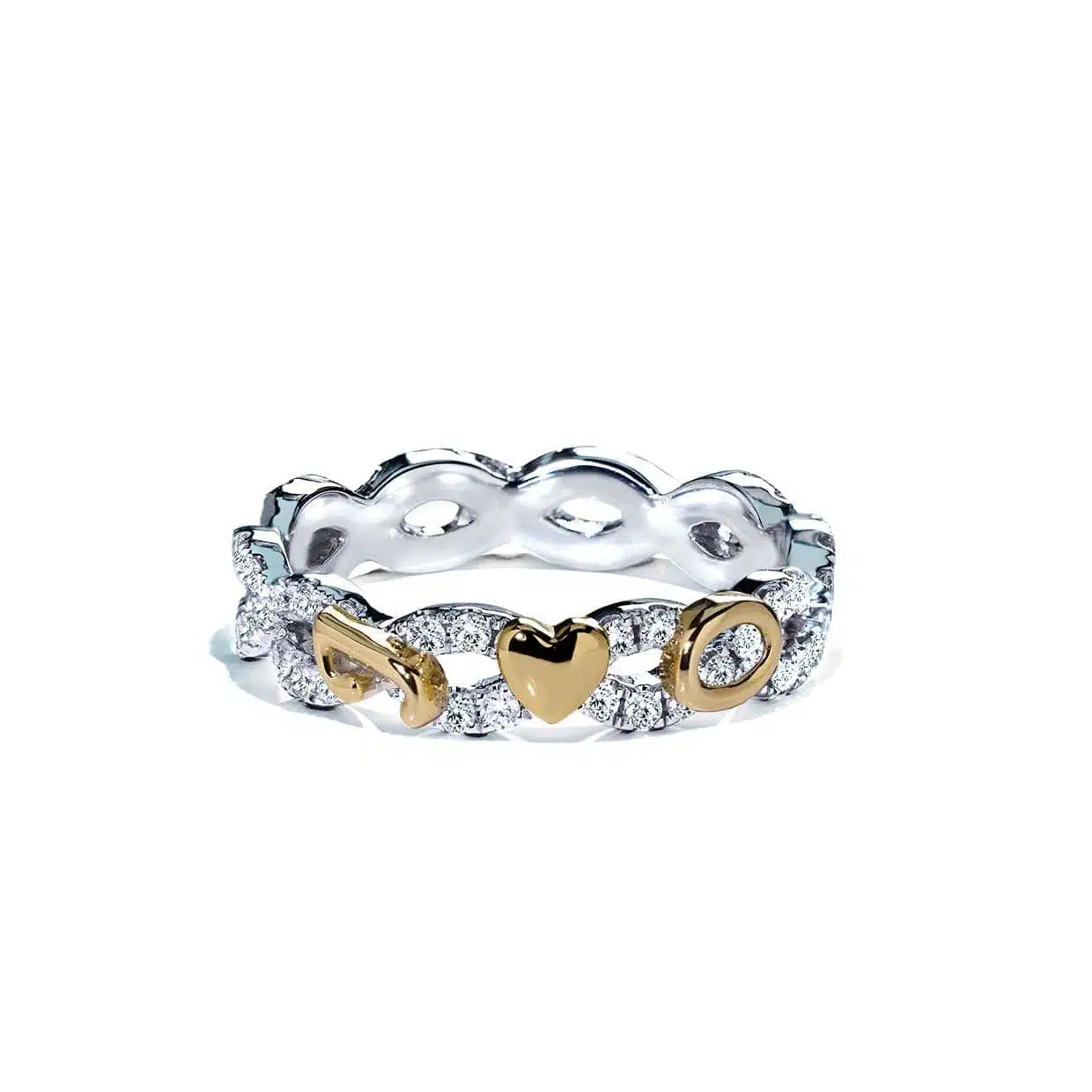 Eternity Twist Diamantring med Initialer i Hvidguld