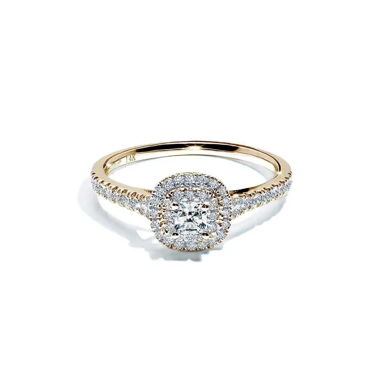 Oxford Dobbelt Halo Guld Ring - Strålende Smykke til Hende