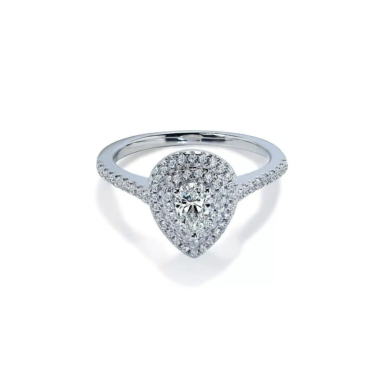 Oxford Dobbelt Halo Pear Ring
