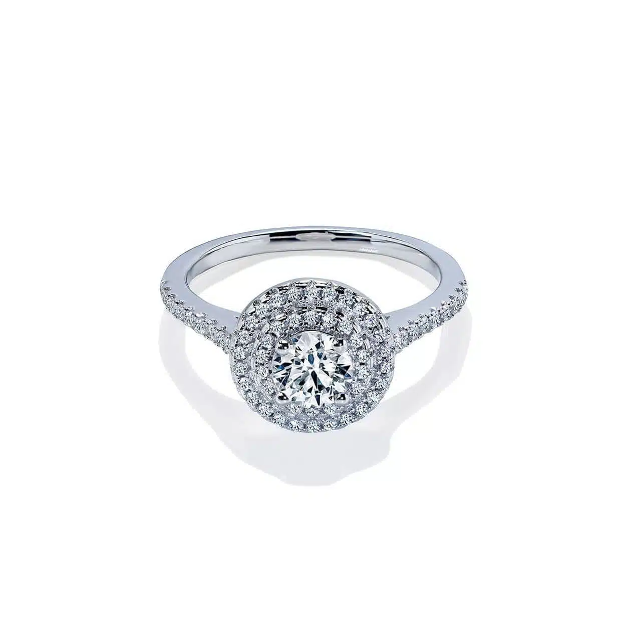 Oxford Dobbelt Halo Ring i Sterling Sølv med Krystaller