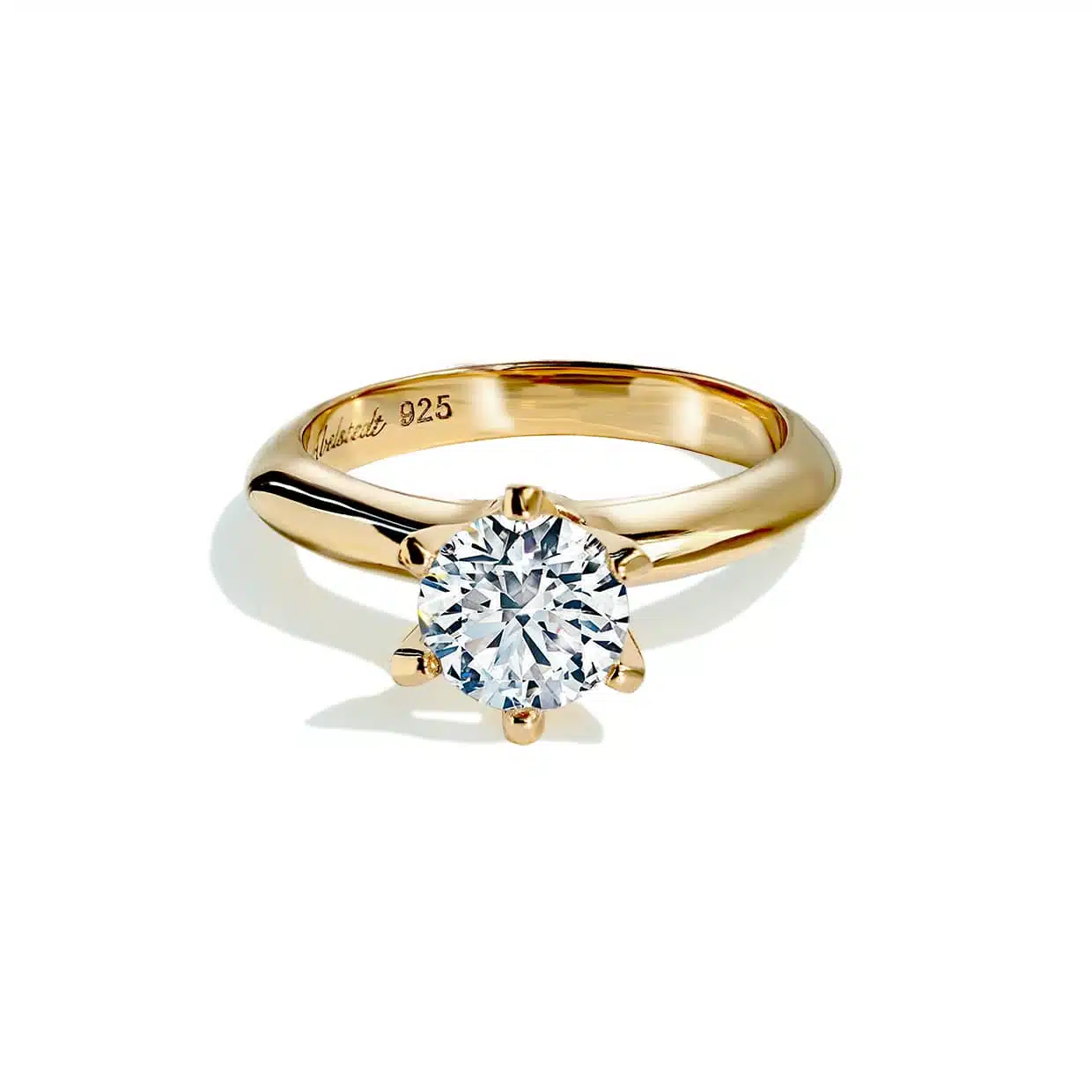 Oxford 6 Fatninger Solitaire Ring i Forgyldt Sølv - Gaveidé
