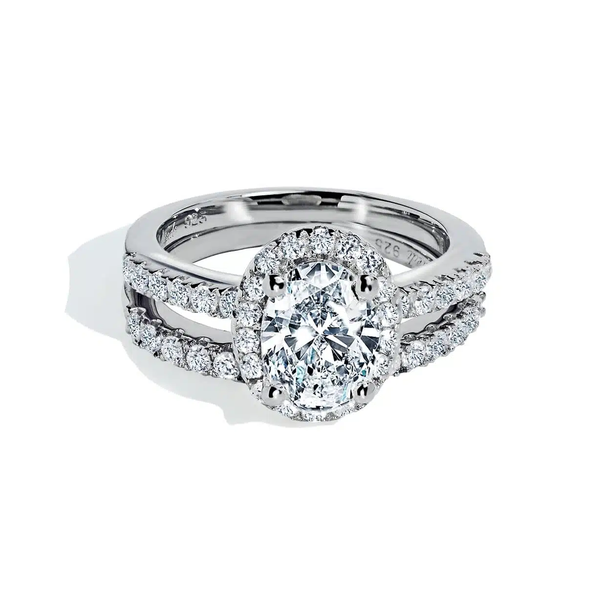 Oxford Oval Halo Ring i Sølv - Perfekt Gave til Hende