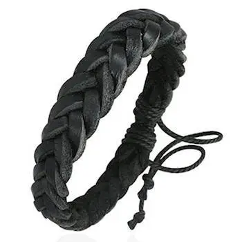 Sort Flettet Læderarmbånd - Elegant til Hverdag og Fest