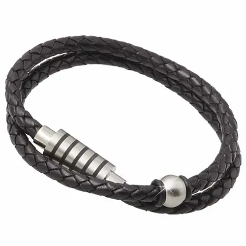 Smart herrearmbånd i læder og mat stål - Trendy design!