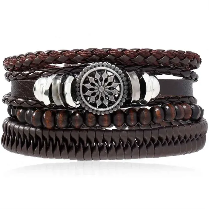 Elegant Brunt Armbåndssæt med Læderremme - Hurtig Levering