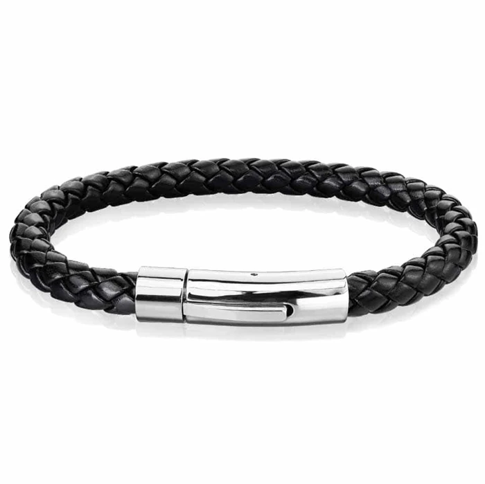 Stål Xt Armbånd i Sort Imiteret Læder - Elegant Design