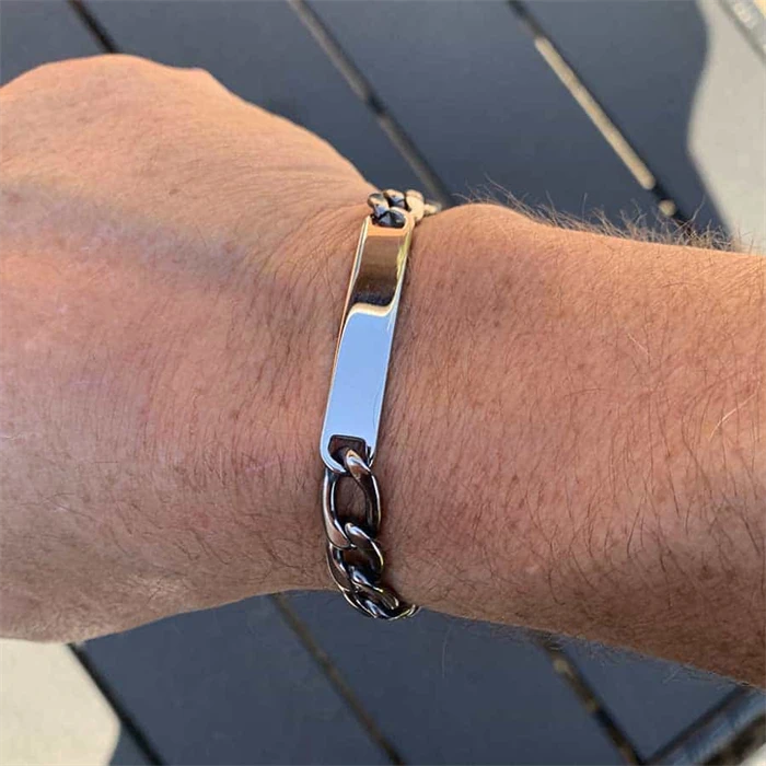 Klassisk Id Armbånd i Blank Rustfri Stål til Mænd