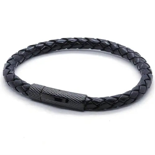 Elian Læderarmbånd Lux Black - Klassisk Herrearmbånd
