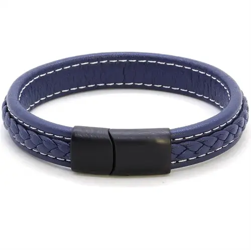Major Blue Læderarmbånd med Magnetlås - Hurtig Levering!