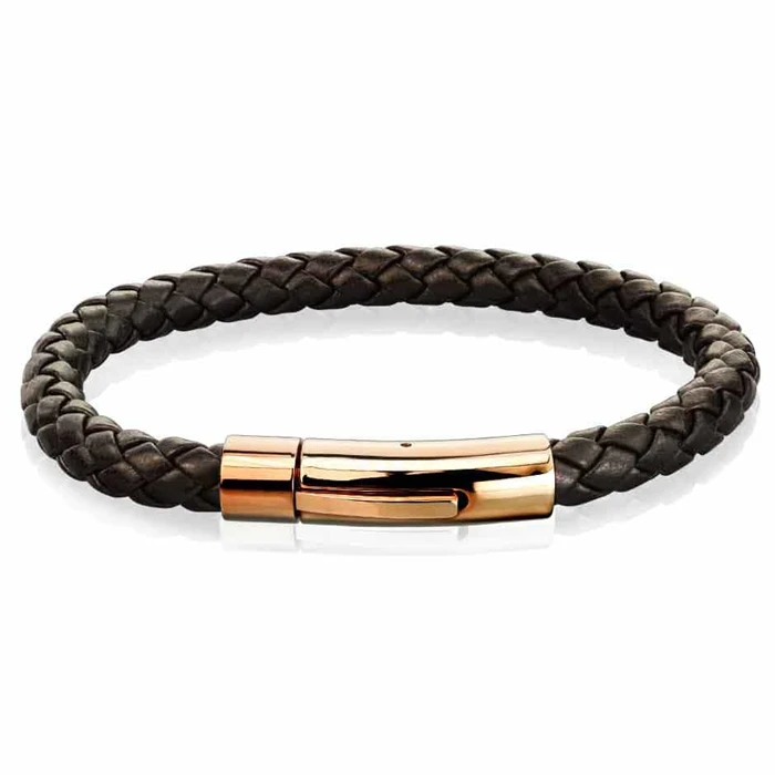 Xt Brown Imt Læderarmbånd med Rosé Lås - Hurtig Levering!