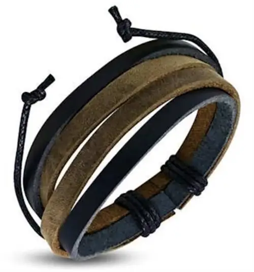 Argon Læderarmbånd i Sort Brun - Hurtig Levering!