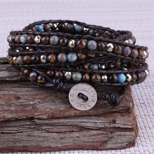 Elysse Wrap Armbånd med Farverige Natursten - Hurtig Levering!