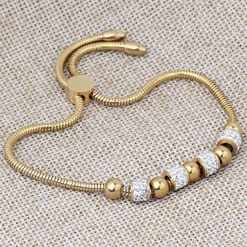 Guld Florell Armbånd i Ædelstål med CZ Sten - Hurtig Levering